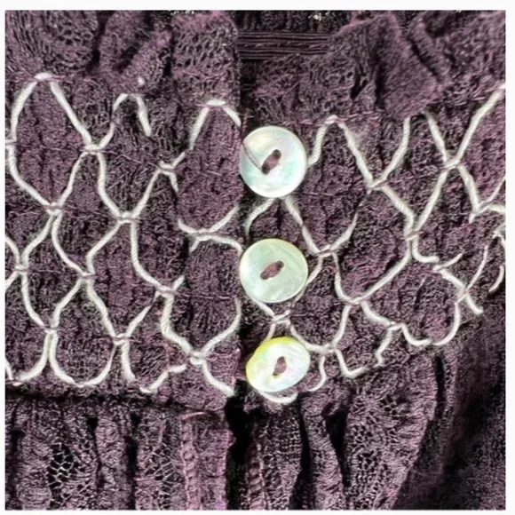 Free people Intimately Plum Wine Button Lace Embroidered Romper Sheer Slip XS - Picture 4 of 9